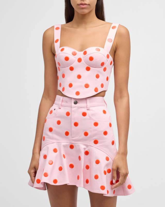 Polka Dot Crop Bustier Top